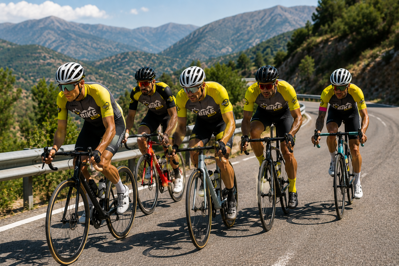 Equipo BikeTime de carretera entrenando